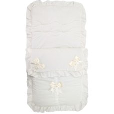 Plain Cream/ Cream Footmuff/Cosytoes With Large Bows & Lace